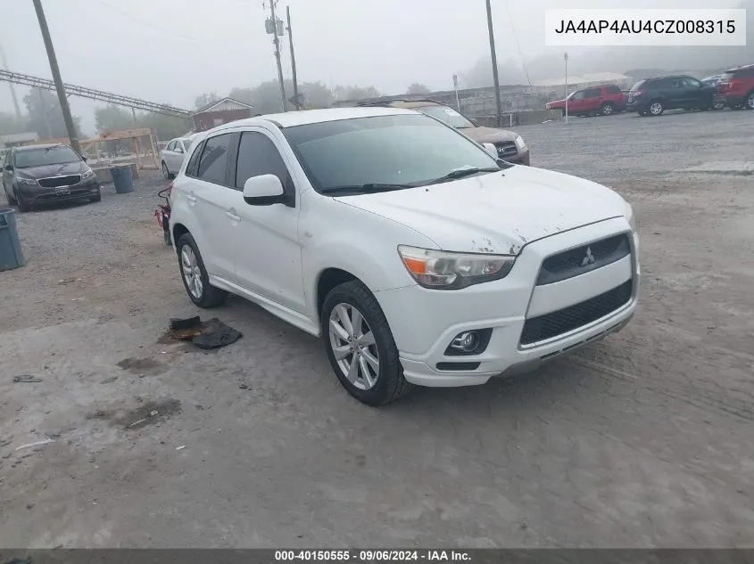 JA4AP4AU4CZ008315 2012 Mitsubishi Outlander Sport Se