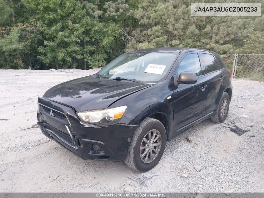 2012 Mitsubishi Outlander Sport Es VIN: JA4AP3AU6CZ005233 Lot: 40315716