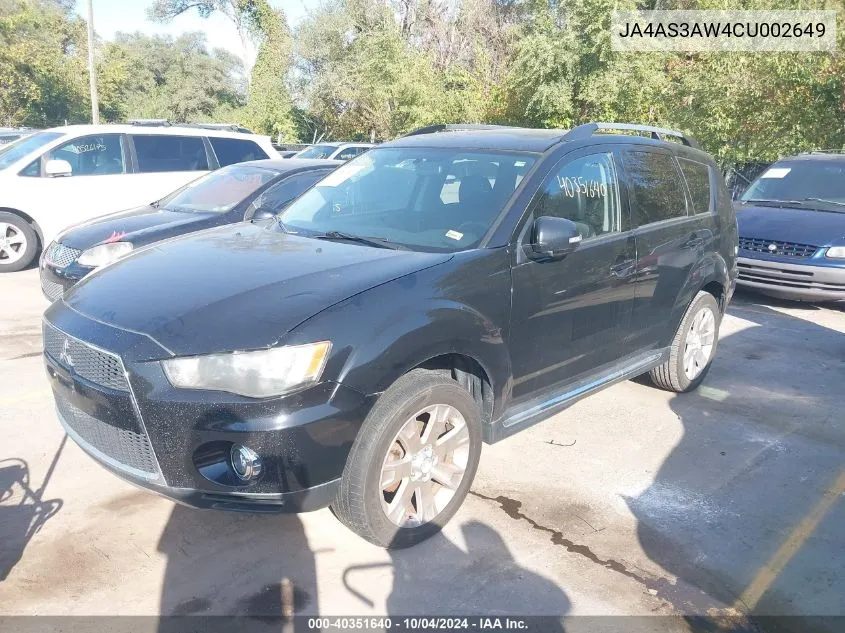 2012 Mitsubishi Outlander Se VIN: JA4AS3AW4CU002649 Lot: 40351640