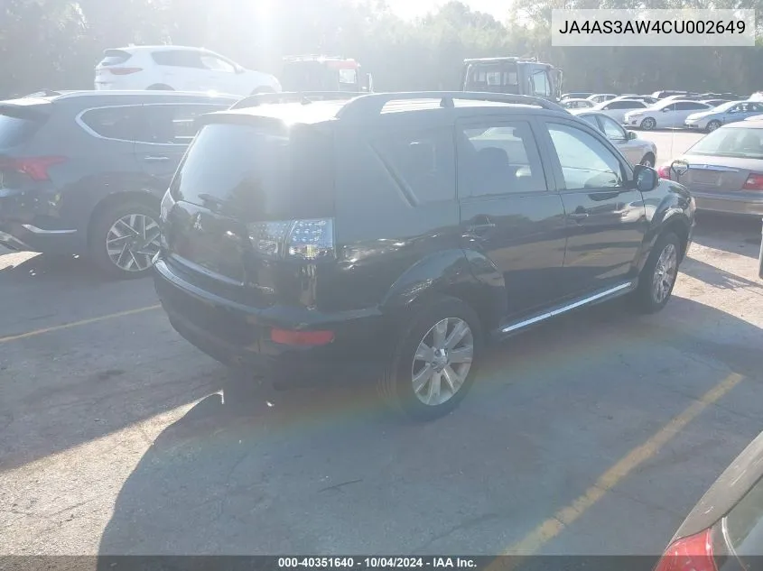 2012 Mitsubishi Outlander Se VIN: JA4AS3AW4CU002649 Lot: 40351640