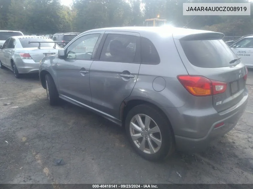 2012 Mitsubishi Outlander Sport Se VIN: JA4AR4AU0CZ008919 Lot: 40418141