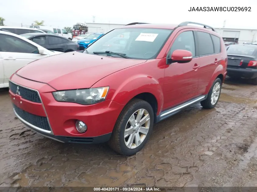 2012 Mitsubishi Outlander Se VIN: JA4AS3AW8CU029692 Lot: 40420171