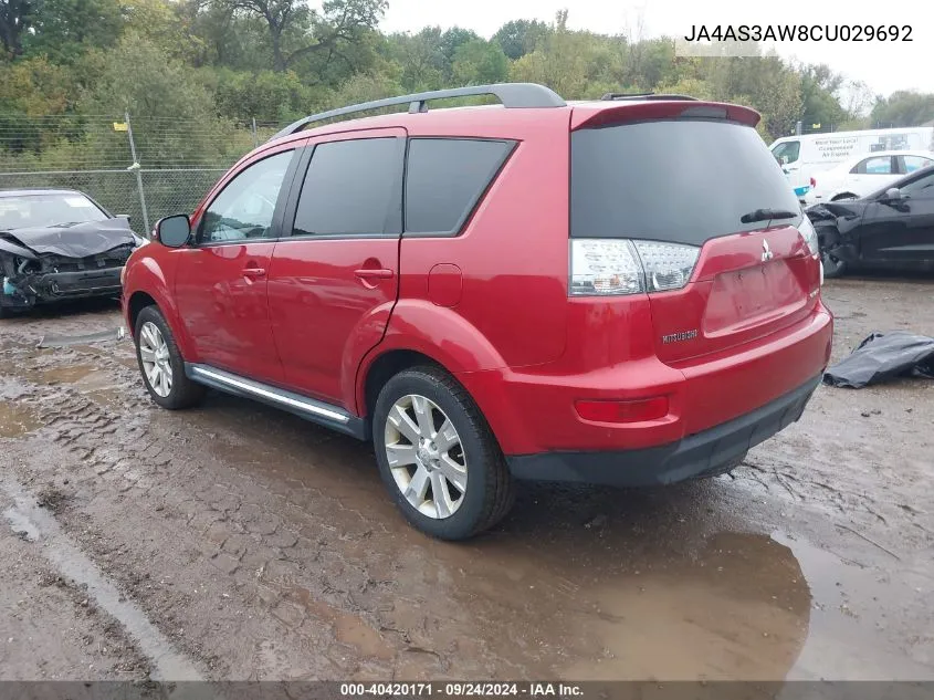 2012 Mitsubishi Outlander Se VIN: JA4AS3AW8CU029692 Lot: 40420171