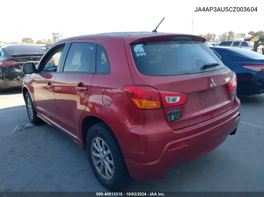 JA4AP3AU5CZ003604 2012 Mitsubishi Outlander Sport Es