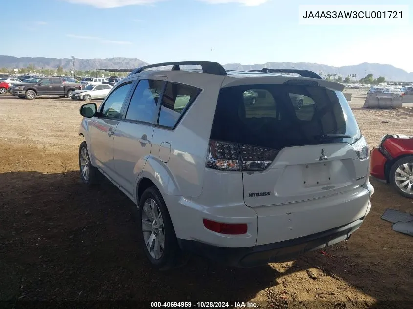 2012 Mitsubishi Outlander Se VIN: JA4AS3AW3CU001721 Lot: 40694959