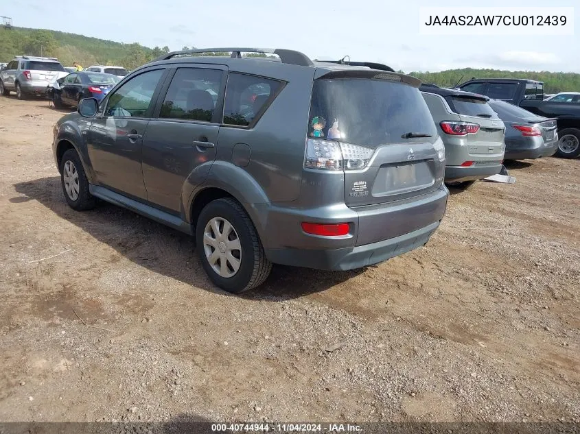 2012 Mitsubishi Outlander Es VIN: JA4AS2AW7CU012439 Lot: 40744944