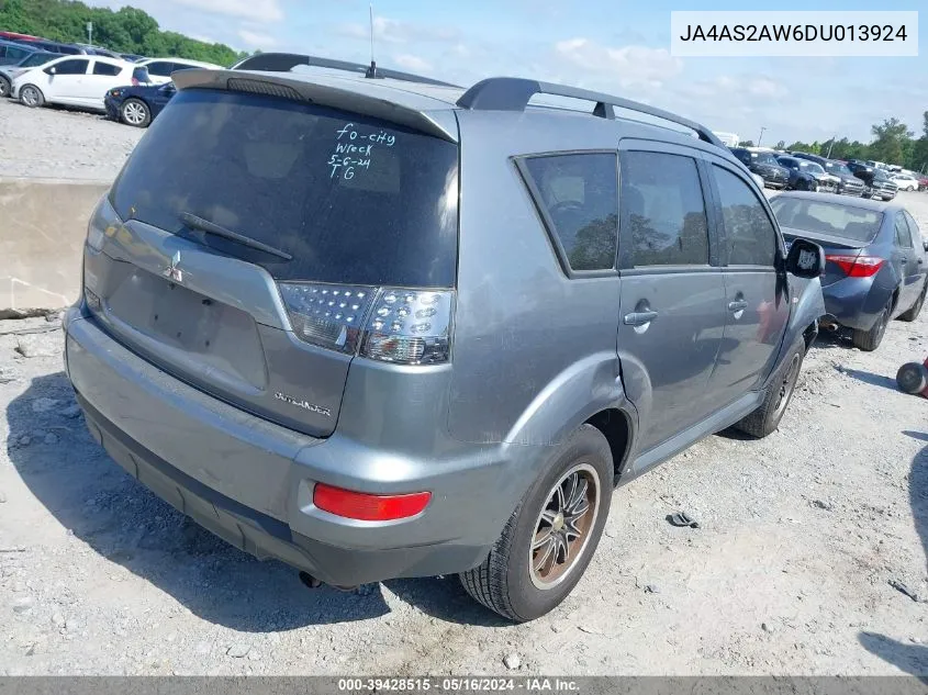 2013 Mitsubishi Outlander Es VIN: JA4AS2AW6DU013924 Lot: 39428515