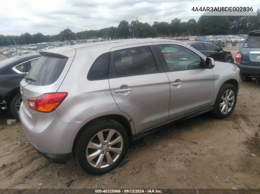 2013 Mitsubishi Outlander Sport Es VIN: 4A4AR3AU8DE002836 Lot: 40325866