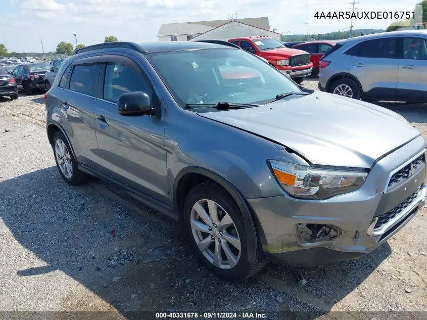 2013 Mitsubishi Outlander Sport Le VIN: 4A4AR5AUXDE016751 Lot: 40331678