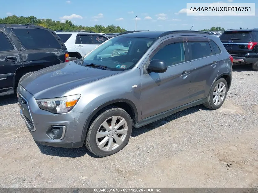 2013 Mitsubishi Outlander Sport Le VIN: 4A4AR5AUXDE016751 Lot: 40331678