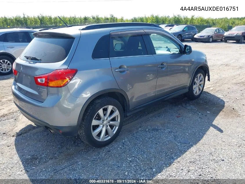 2013 Mitsubishi Outlander Sport Le VIN: 4A4AR5AUXDE016751 Lot: 40331678