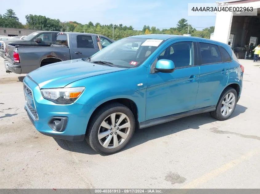 2013 Mitsubishi Outlander Sport Es VIN: 4A4AR3AU4DE002963 Lot: 40351913