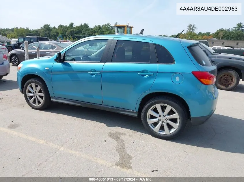 2013 Mitsubishi Outlander Sport Es VIN: 4A4AR3AU4DE002963 Lot: 40351913