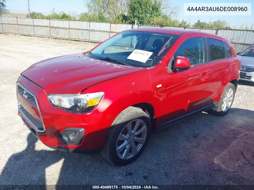 2013 Mitsubishi Outlander Sport Es VIN: 4A4AR3AU6DE008960 Lot: 40499175