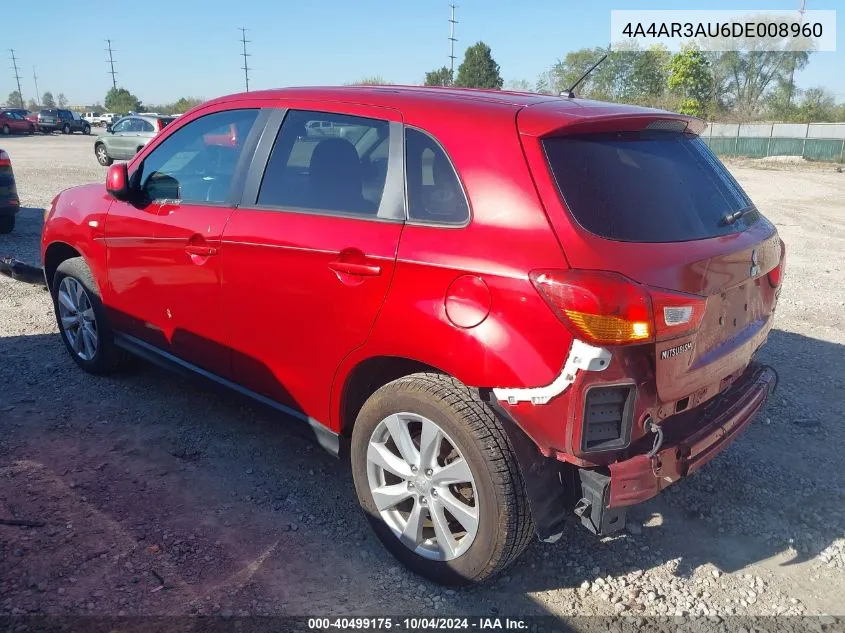 2013 Mitsubishi Outlander Sport Es VIN: 4A4AR3AU6DE008960 Lot: 40499175