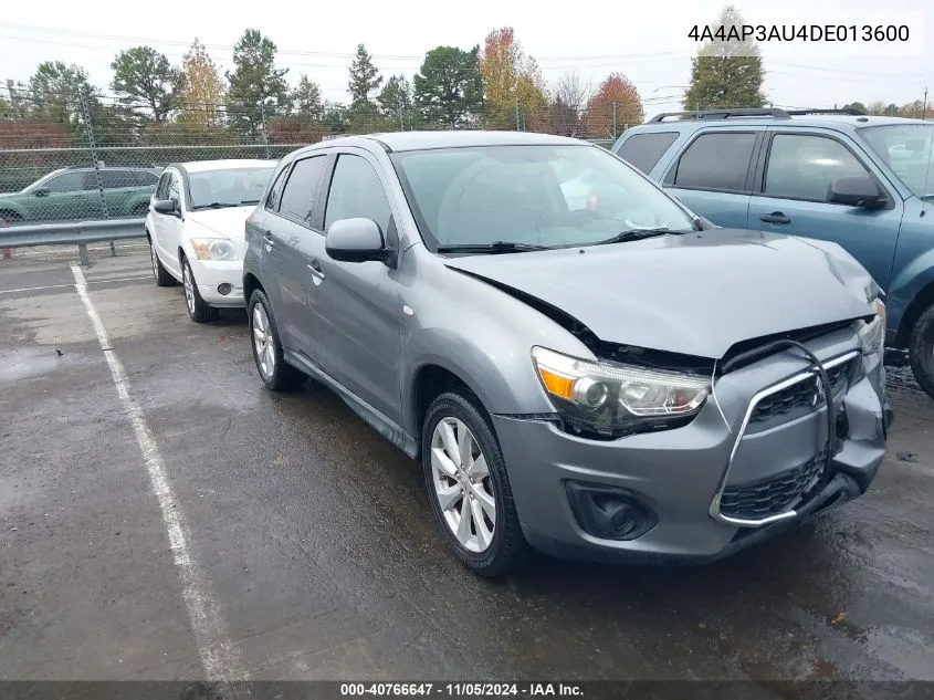 2013 Mitsubishi Outlander Sport Es VIN: 4A4AP3AU4DE013600 Lot: 40766647