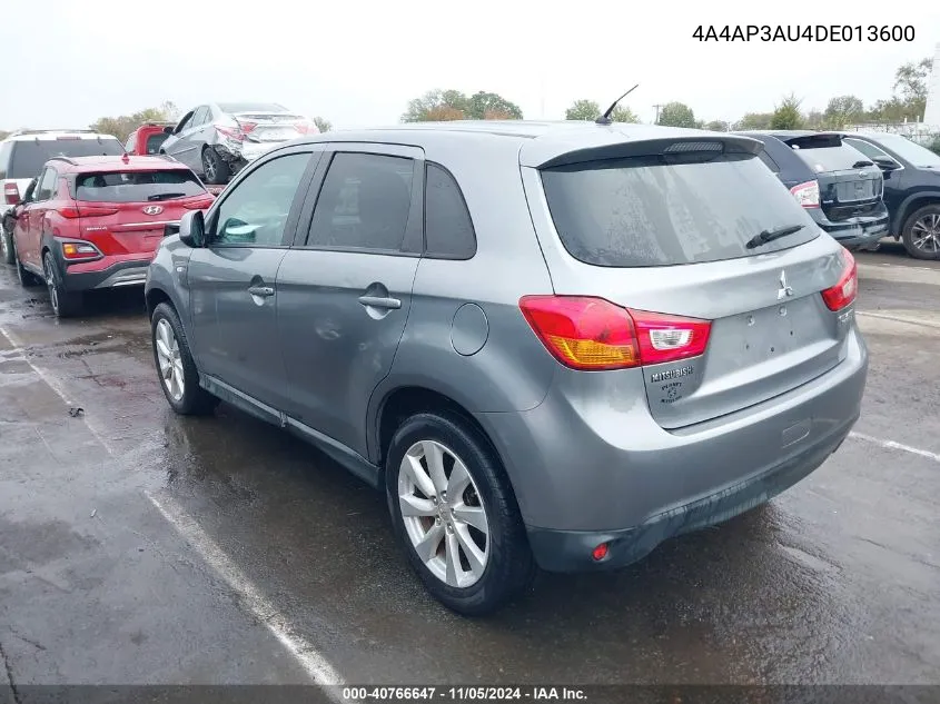 2013 Mitsubishi Outlander Sport Es VIN: 4A4AP3AU4DE013600 Lot: 40766647