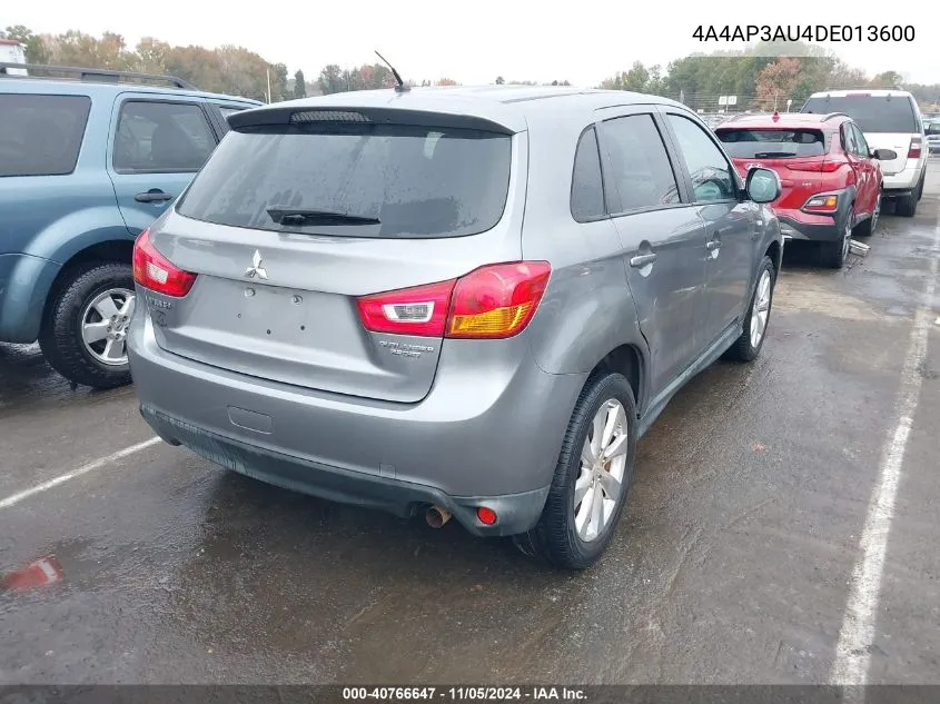 2013 Mitsubishi Outlander Sport Es VIN: 4A4AP3AU4DE013600 Lot: 40766647