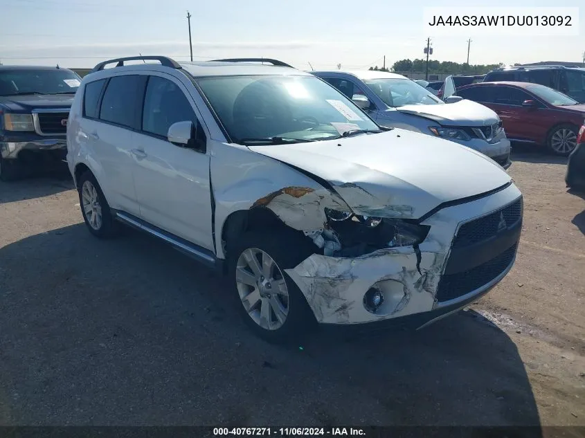 2013 Mitsubishi Outlander Se VIN: JA4AS3AW1DU013092 Lot: 40767271