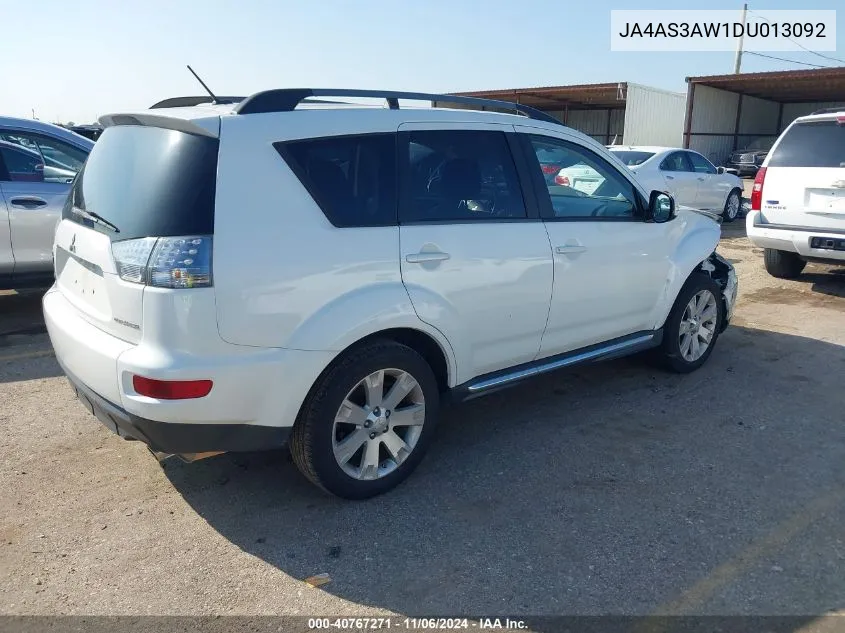 2013 Mitsubishi Outlander Se VIN: JA4AS3AW1DU013092 Lot: 40767271