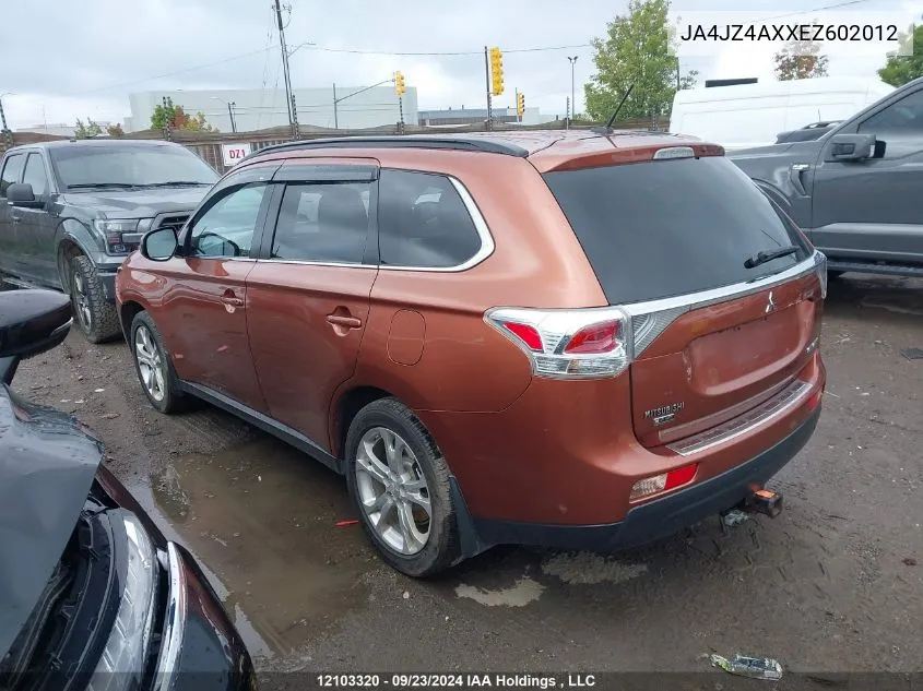 2014 Mitsubishi Outlander VIN: JA4JZ4AXXEZ602012 Lot: 12103320