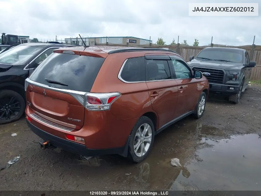 2014 Mitsubishi Outlander VIN: JA4JZ4AXXEZ602012 Lot: 12103320