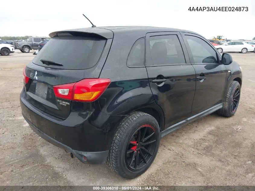 2014 Mitsubishi Outlander Sport Es VIN: 4A4AP3AU4EE024873 Lot: 39306310