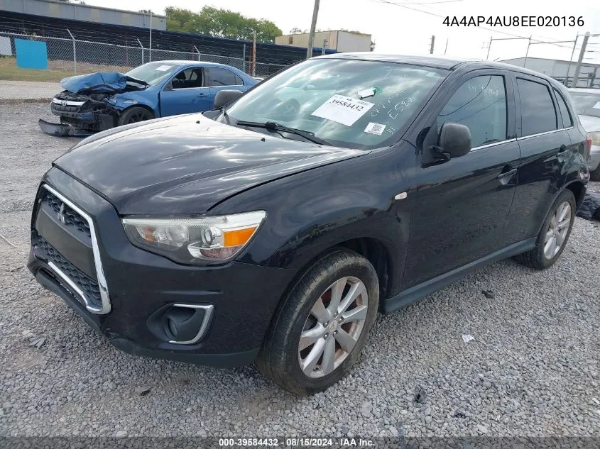 2014 Mitsubishi Outlander Sport Se VIN: 4A4AP4AU8EE020136 Lot: 39584432