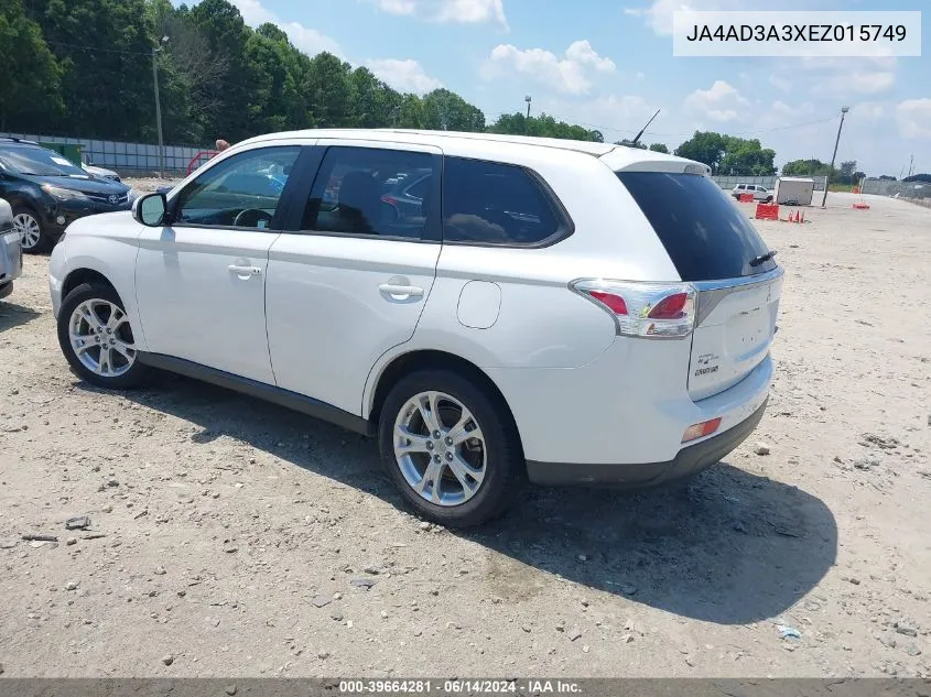 2014 Mitsubishi Outlander Se VIN: JA4AD3A3XEZ015749 Lot: 39664281