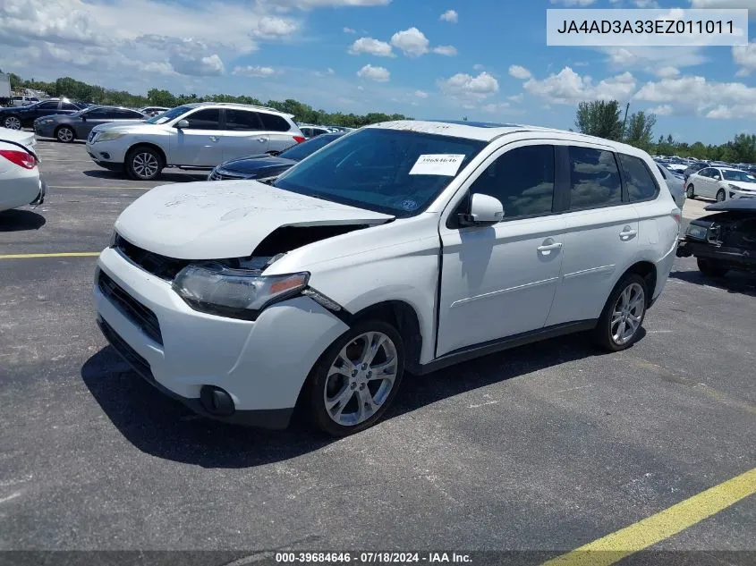 2014 Mitsubishi Outlander Se VIN: JA4AD3A33EZ011011 Lot: 39684646