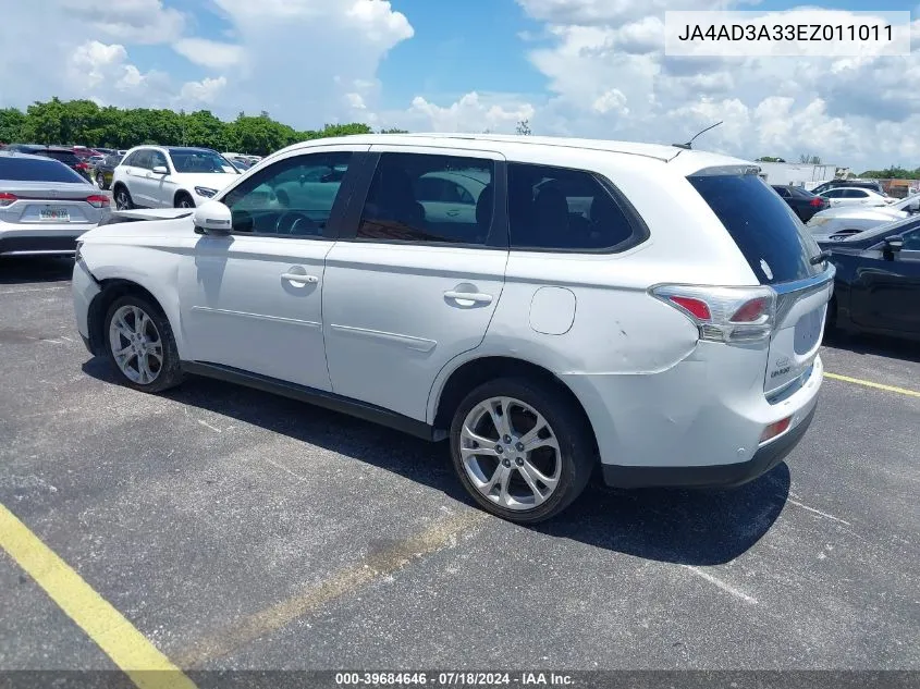 2014 Mitsubishi Outlander Se VIN: JA4AD3A33EZ011011 Lot: 39684646