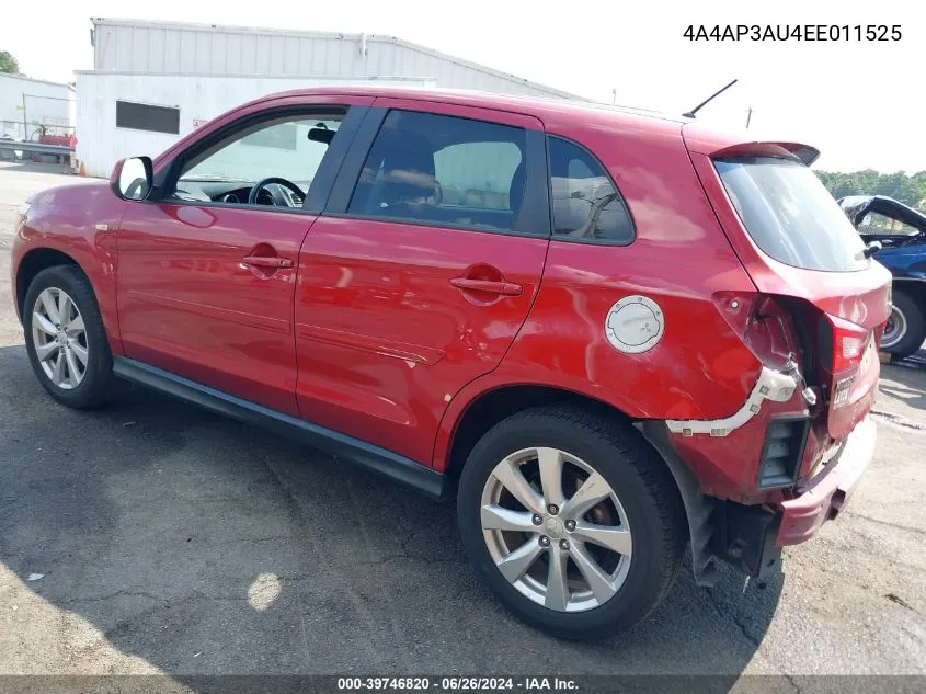 2014 Mitsubishi Outlander Sport Es VIN: 4A4AP3AU4EE011525 Lot: 39746820