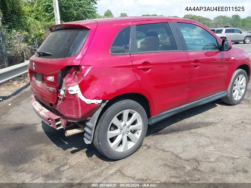 2014 Mitsubishi Outlander Sport Es VIN: 4A4AP3AU4EE011525 Lot: 39746820