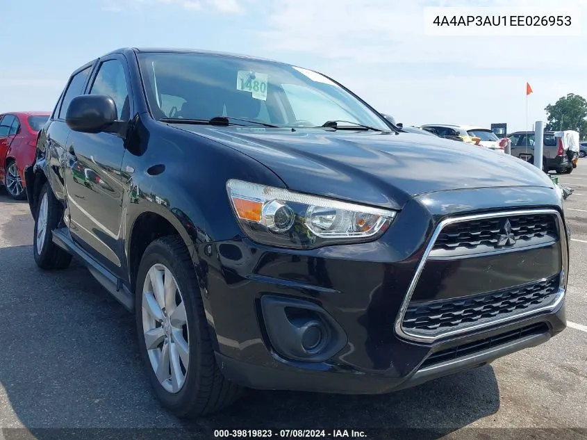 2014 Mitsubishi Outlander Sport Es VIN: 4A4AP3AU1EE026953 Lot: 39819823