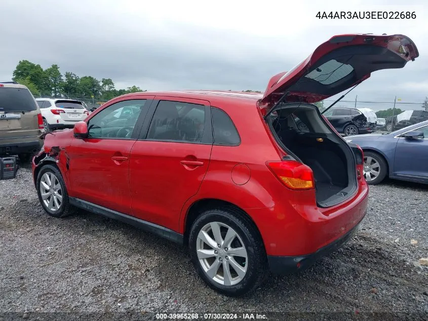 4A4AR3AU3EE022686 2014 Mitsubishi Outlander Sport Es