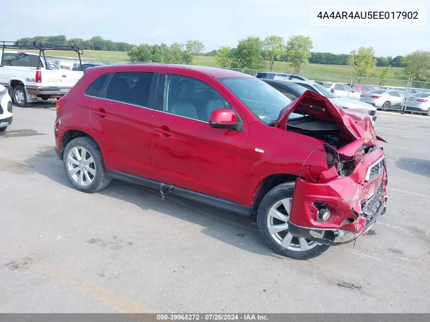 2014 Mitsubishi Outlander Sport Se VIN: 4A4AR4AU5EE017902 Lot: 39965272