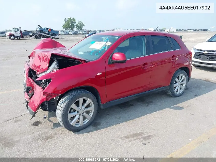 4A4AR4AU5EE017902 2014 Mitsubishi Outlander Sport Se