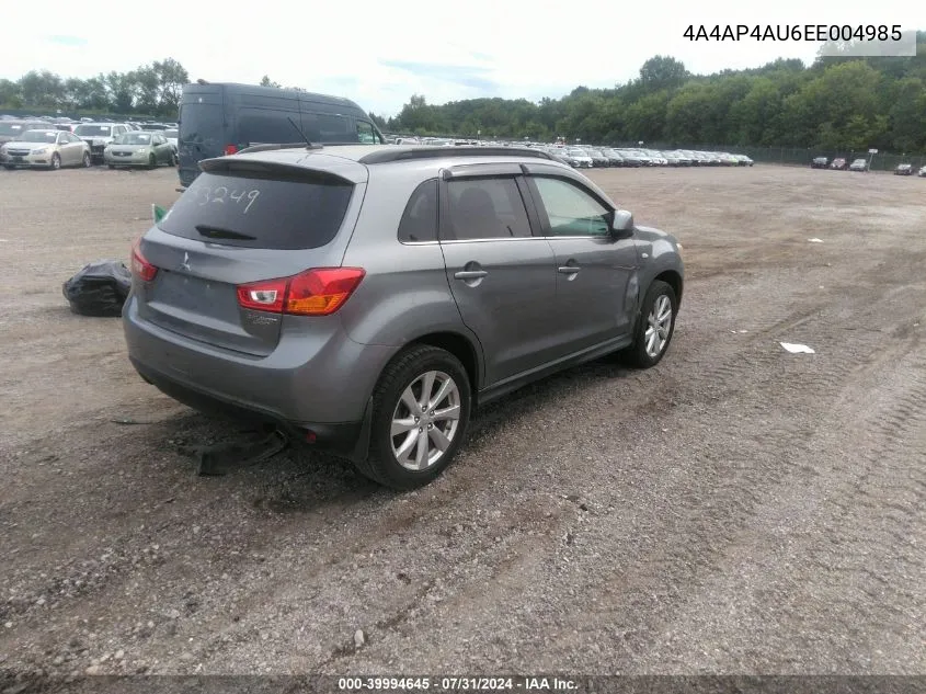 2014 Mitsubishi Outlander Sport Se VIN: 4A4AP4AU6EE004985 Lot: 39994645