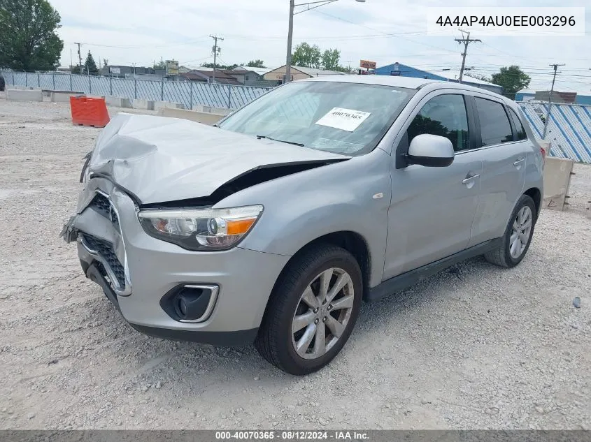 2014 Mitsubishi Outlander Sport Se VIN: 4A4AP4AU0EE003296 Lot: 40070365