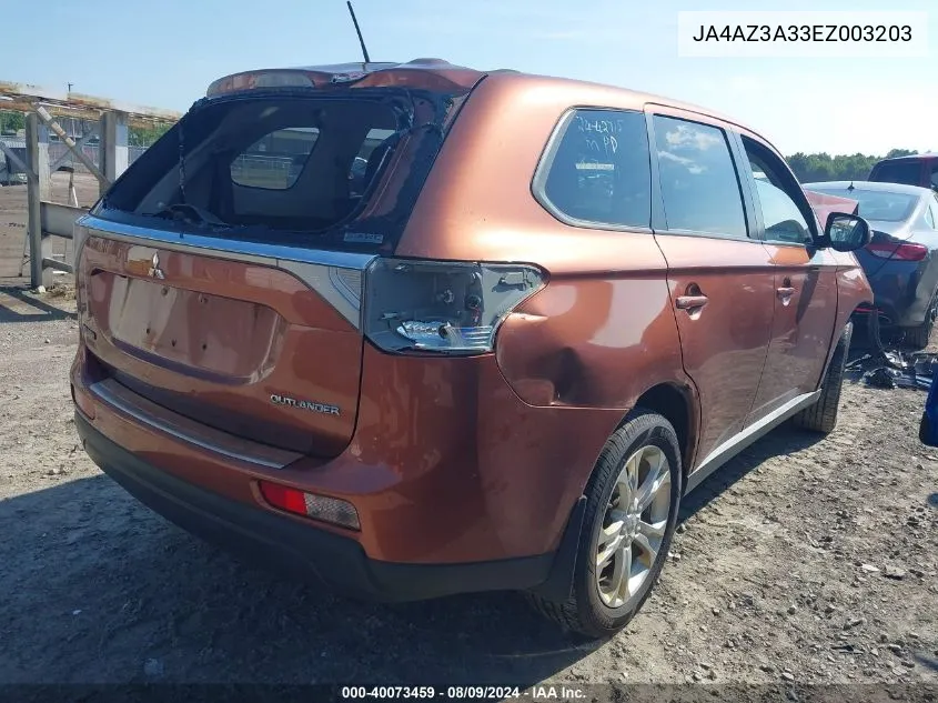 2014 Mitsubishi Outlander Se VIN: JA4AZ3A33EZ003203 Lot: 40073459