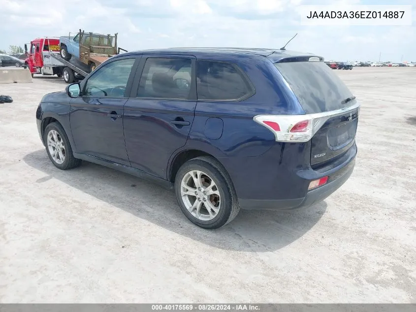 2014 Mitsubishi Outlander Se VIN: JA4AD3A36EZ014887 Lot: 40175569