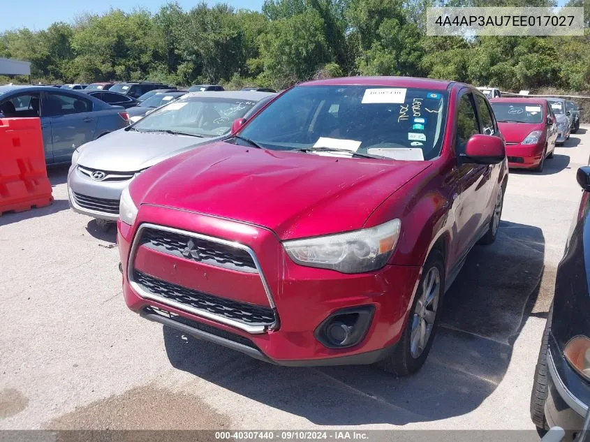 2014 Mitsubishi Outlander Sport Es VIN: 4A4AP3AU7EE017027 Lot: 40307440