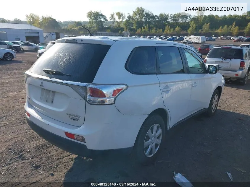 2014 Mitsubishi Outlander Es VIN: JA4AD2A33EZ007017 Lot: 40325148