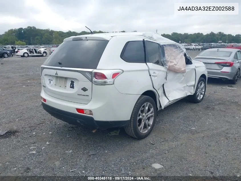 2014 Mitsubishi Outlander Se VIN: JA4AD3A32EZ002588 Lot: 40345118