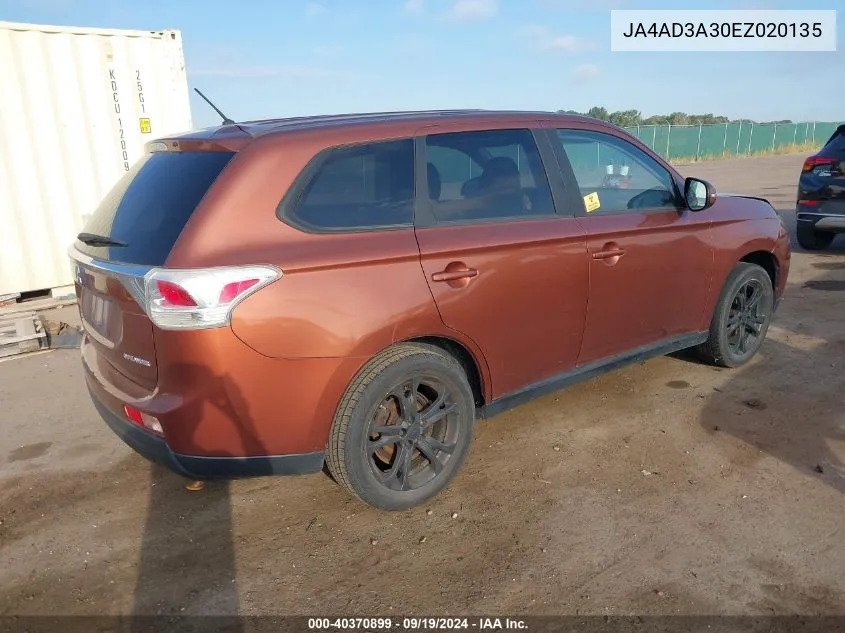 2014 Mitsubishi Outlander Se VIN: JA4AD3A30EZ020135 Lot: 40370899