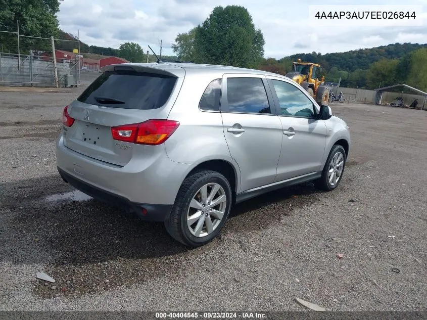 2014 Mitsubishi Outlander Sport Es VIN: 4A4AP3AU7EE026844 Lot: 40404545