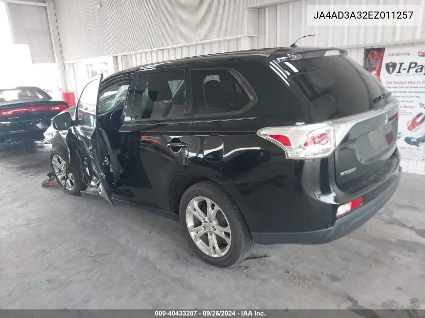 2014 Mitsubishi Outlander Se VIN: JA4AD3A32EZ011257 Lot: 40433287