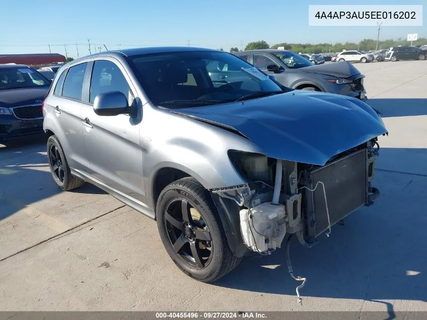 2014 Mitsubishi Outlander Sport Es VIN: 4A4AP3AU5EE016202 Lot: 40455496