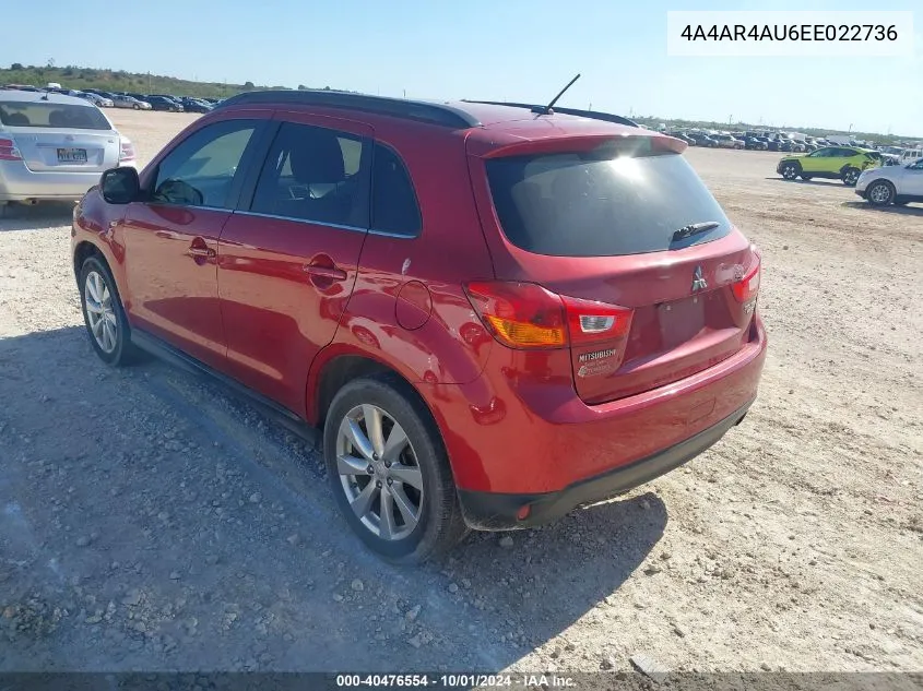 2014 Mitsubishi Outlander Sport Se VIN: 4A4AR4AU6EE022736 Lot: 40476554