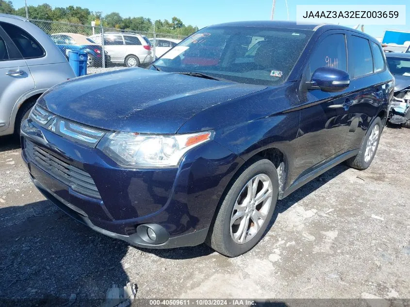 2014 Mitsubishi Outlander Se VIN: JA4AZ3A32EZ003659 Lot: 40509611